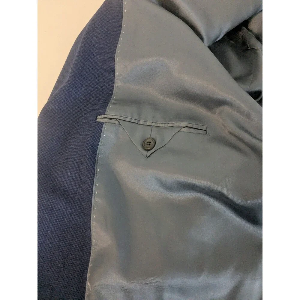 JB Britches Blazer Men’s 48R Logan Blue Suit‎ Jacket Wool Blend